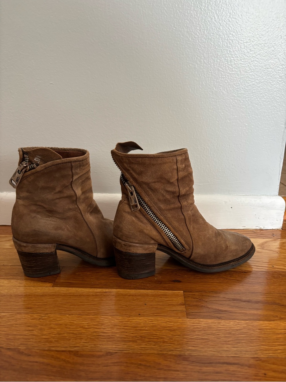 A.S.98 Women's Tan Suede Zip Side Ankle Boots - Picture 2 of 6